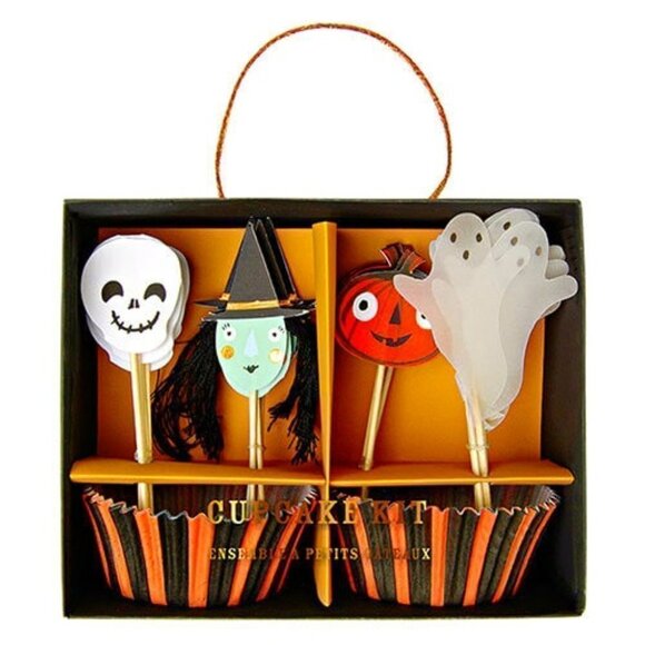 NWT - Meri Meri Halloween Cupcake Kit - skull, pumpkin, ghost, witch - Picture 1 of 3